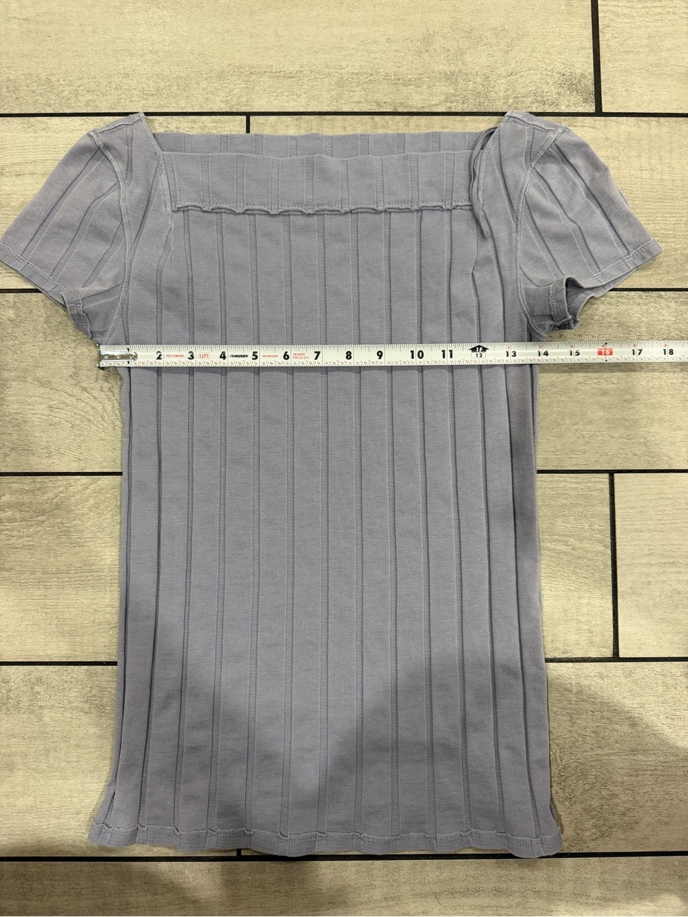 We The Free Ribbed Square-Neck Short Sleeve Top - Light Purple